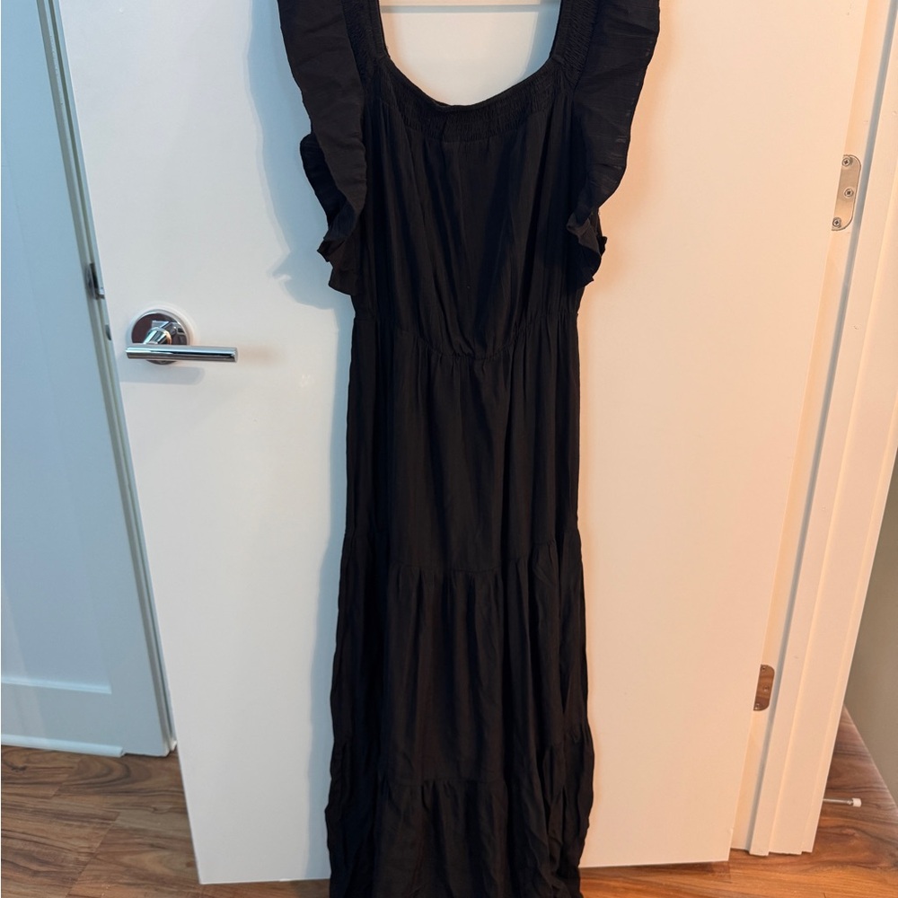 Target Black Maxi Dress with Ruffle Sleeves